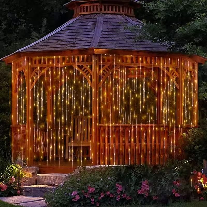 Solar LED Curtain String Lights  Outdoor Garden  Party Hanging Lights 7