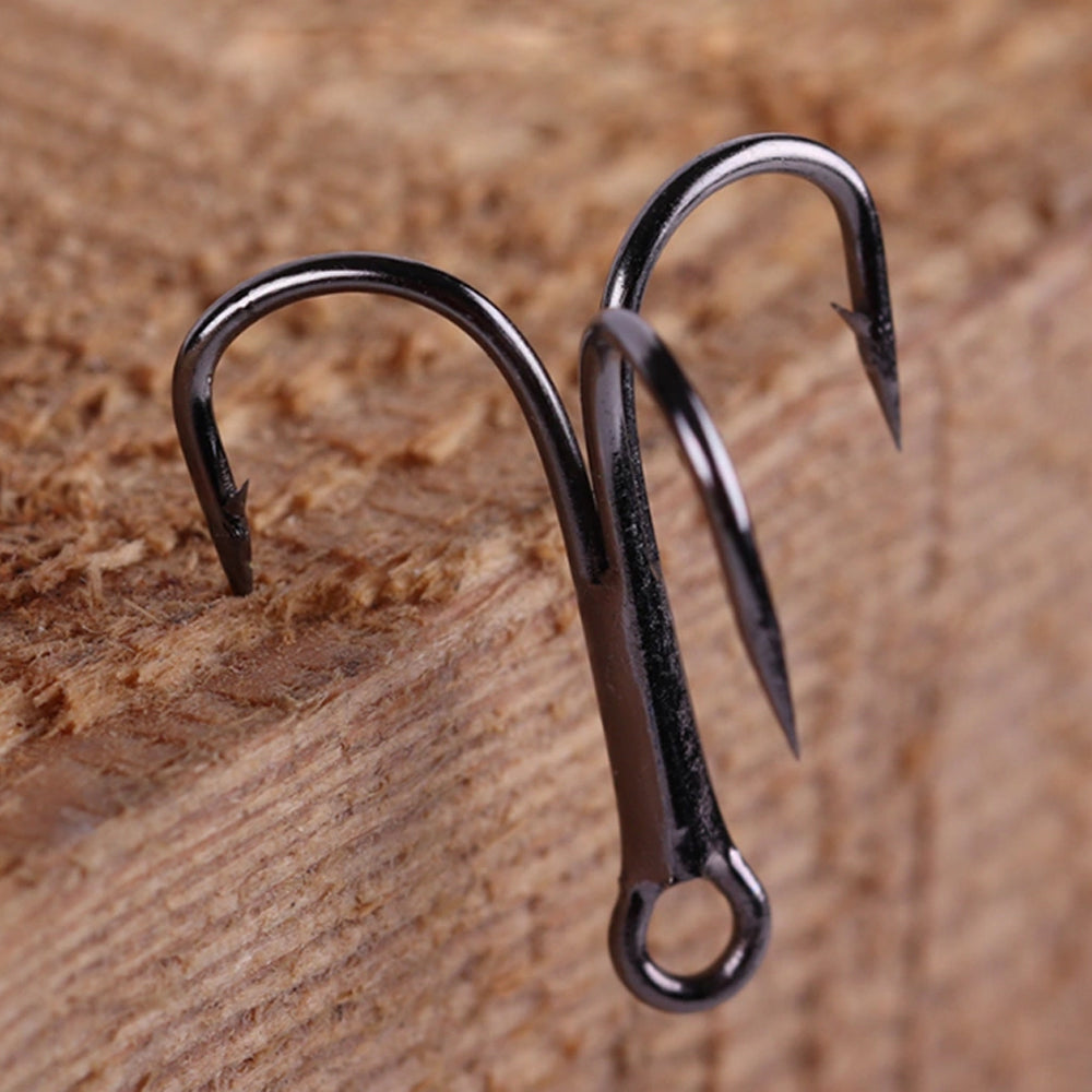 High Carbon Steel Treble Overturned Hooks, Fishing Hook, Round Bend Treble Fishing Tackle for Bass