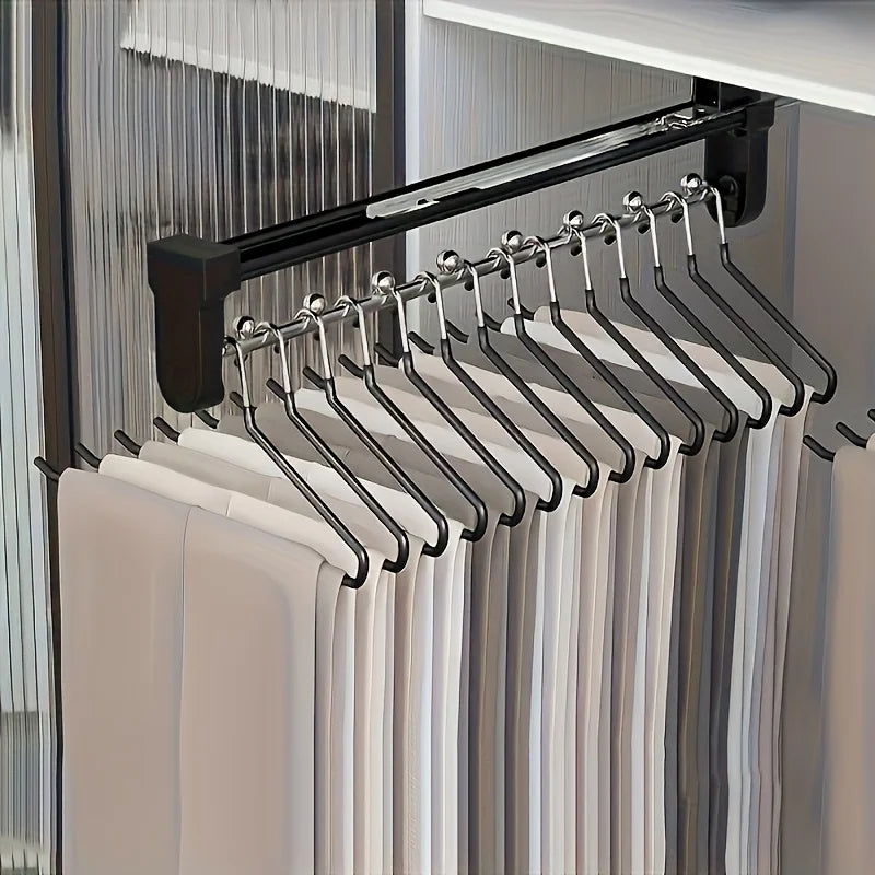 Pull Out Clothes Storage Rod Adjustable Foldable Hanging Rail Space Saving Organizer For Wardrobes  1