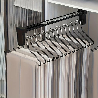 Pull Out Clothes Storage Rod Adjustable Foldable Hanging Rail Space Saving Organizer For Wardrobes  1