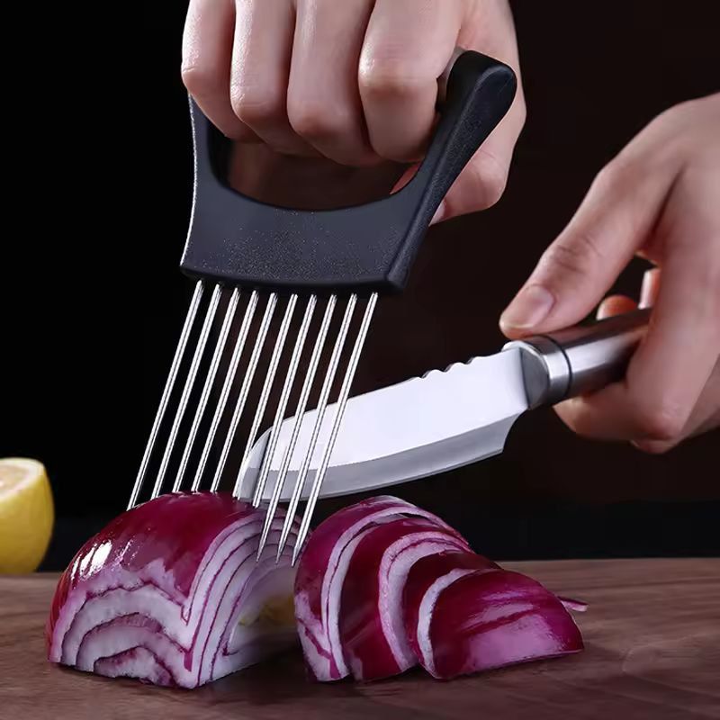 Premium Stainless Steel Vegetable Slicing Holder  Precision Cutting Guide For Onions Tomatoes  More 1