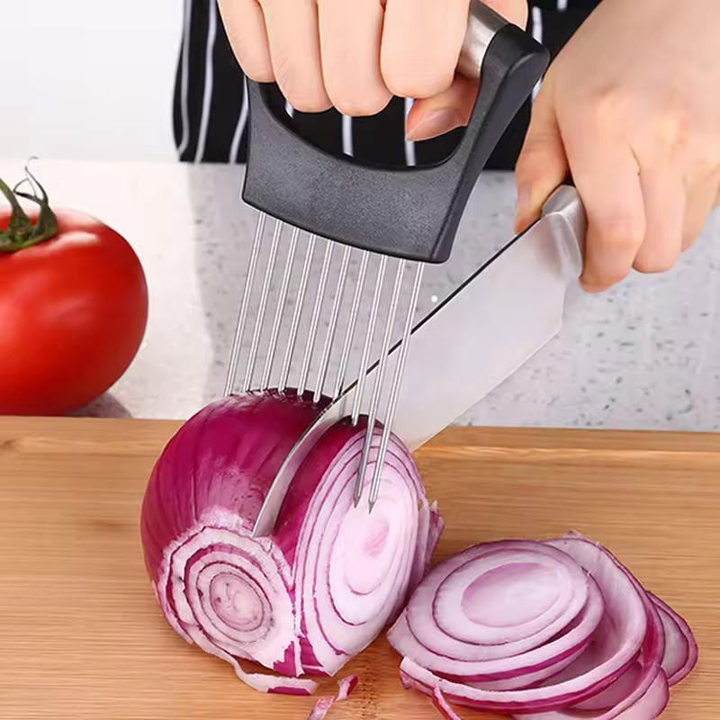 Premium Stainless Steel Vegetable Slicing Holder  Precision Cutting Guide For Onions Tomatoes  More 2