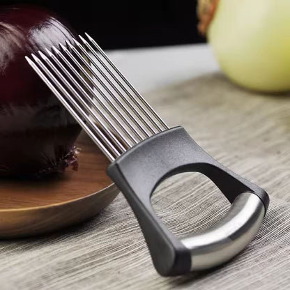 Premium Stainless Steel Vegetable Slicing Holder  Precision Cutting Guide For Onions Tomatoes  More 3