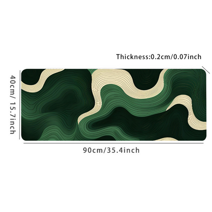 Mouse Pad Large Desk Pad, Green and Beige Abstract, Natural Rubber, Anti Slip Office Desk Mat, Perfect Gift for Teens