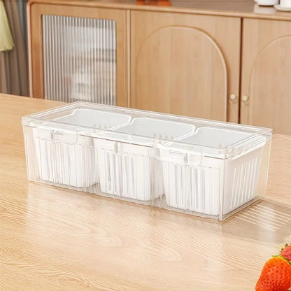 Set Of Food Storage Containers Transparent Square Compartments Vegetable Fruit Salad Condiment Boxe 6