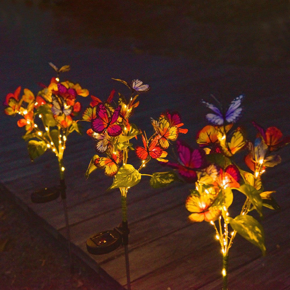 Butterfly Lawn Light Ground Plug Lamp, LED Solar Garden Lights Simulation, Holiday Outdoor Wedding Christmas Decoration