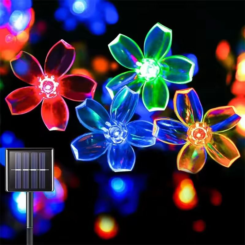 Solar Cherry Blossom String Lights – 8-Mode Outdoor Sakura LED Garden Decor