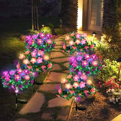 Outdoor Landscape Light for Lawn Patio, New LED Waterproof Solar Azalea Flowers Lights, Garden Path Decorative Lighting