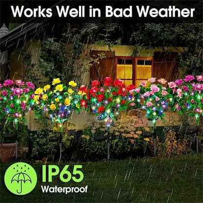 Outdoor Landscape Light for Lawn Patio, New LED Waterproof Solar Azalea Flowers Lights, Garden Path Decorative Lighting