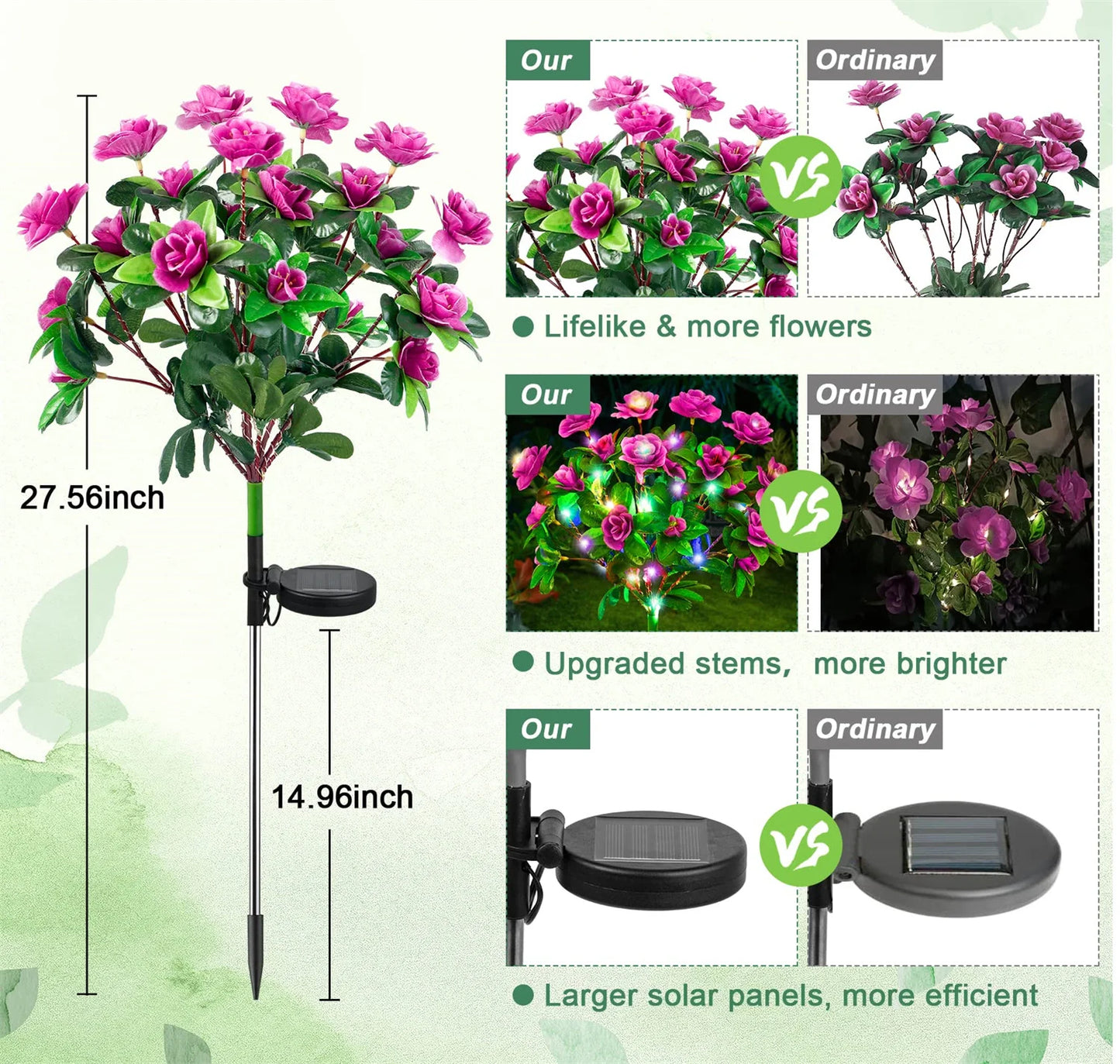 Outdoor Landscape Light for Lawn Patio, New LED Waterproof Solar Azalea Flowers Lights, Garden Path Decorative Lighting