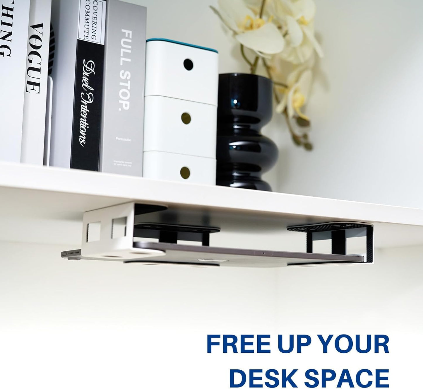 Metal Under Desk Laptop Storage Mount Thickness Holder For Laptop Mini MacBook Router Keyboard With 1