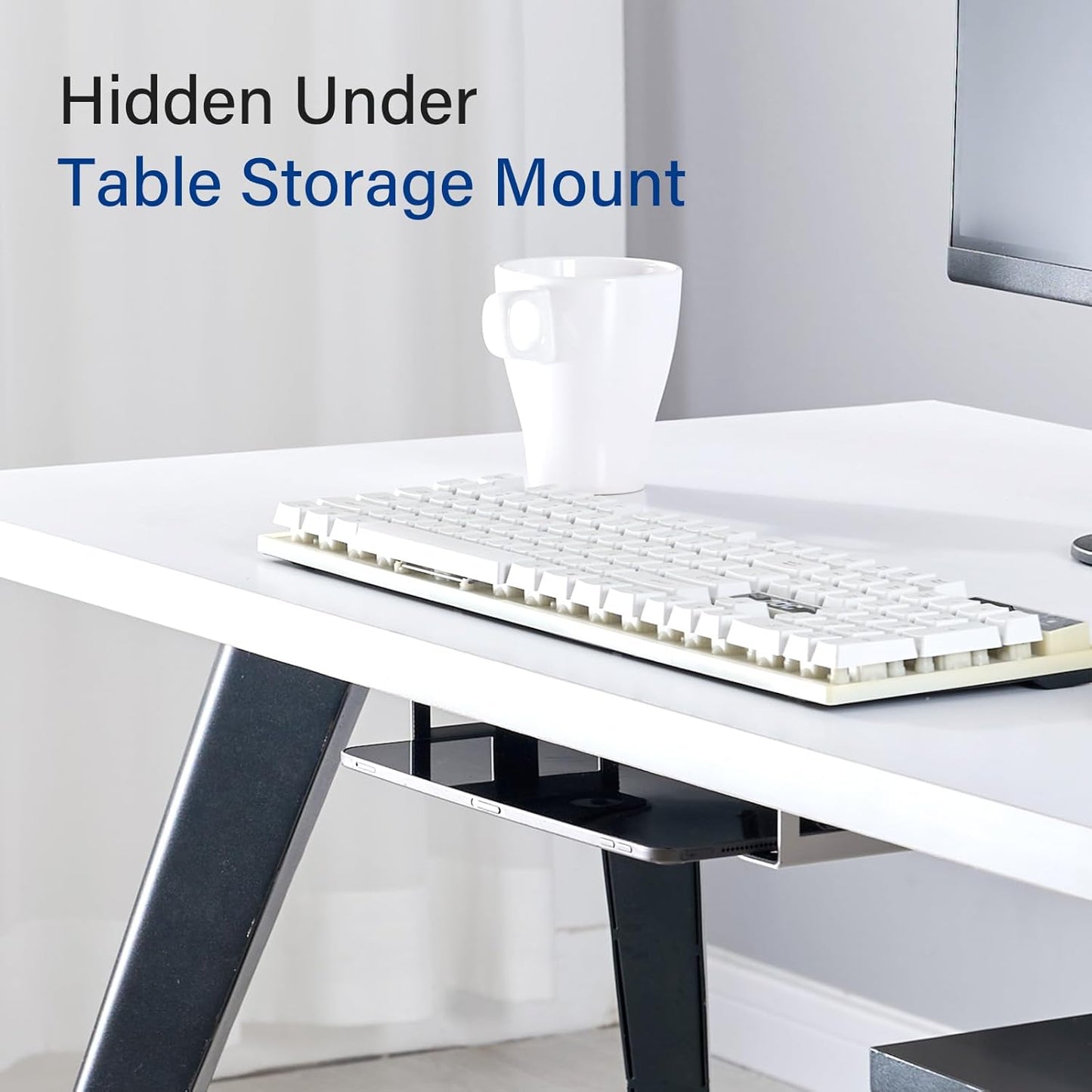 Metal Under Desk Laptop Storage Mount Thickness Holder For Laptop Mini MacBook Router Keyboard With 2
