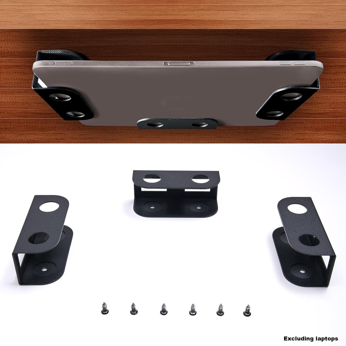 Metal Under Desk Laptop Storage Mount Thickness Holder For Laptop Mini MacBook Router Keyboard With 5