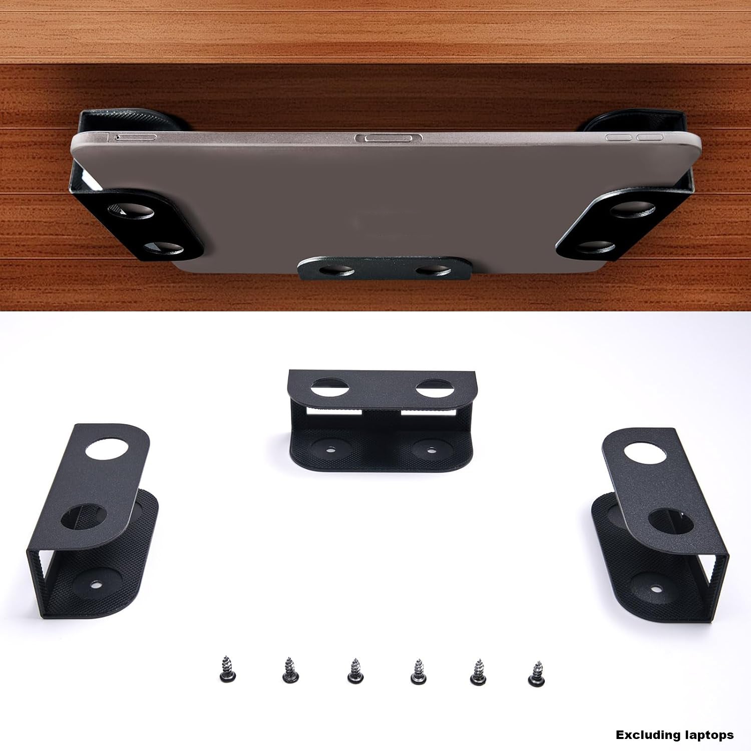 Metal Under Desk Laptop Storage Mount Thickness Holder For Laptop Mini MacBook Router Keyboard With 5