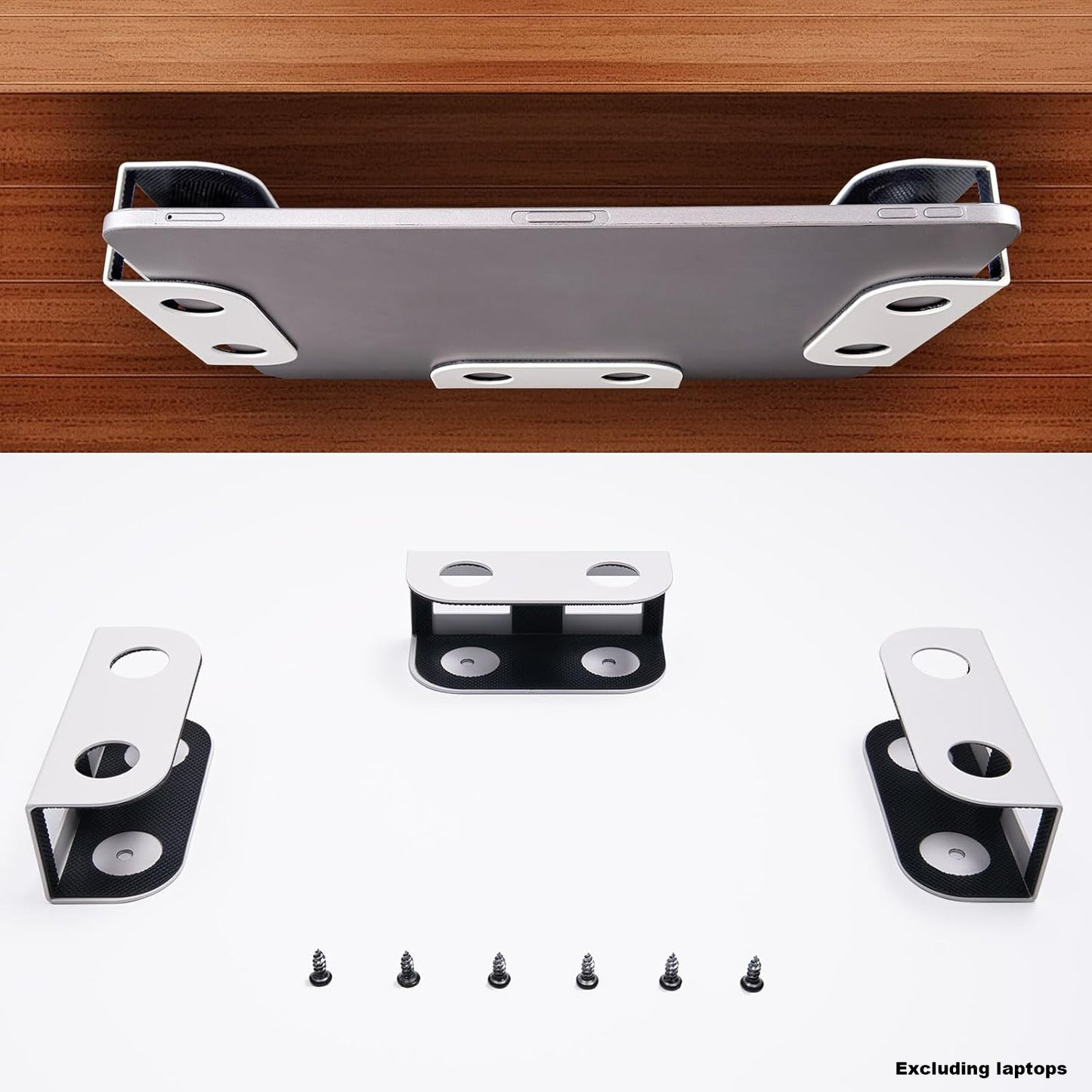 Metal Under Desk Laptop Storage Mount Thickness Holder For Laptop Mini MacBook Router Keyboard With 6