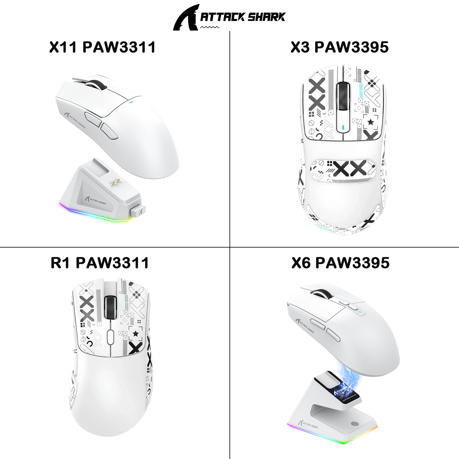 Lightweight Ergonomic Gaming Mouse, Attack Shark RGB Wireless, Bluetooth Tri Mode Connectivity for VALORANT and FPS