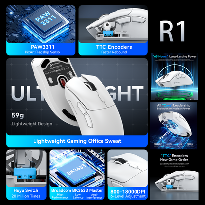 Lightweight Ergonomic Gaming Mouse, Attack Shark RGB Wireless, Bluetooth Tri Mode Connectivity for VALORANT and FPS