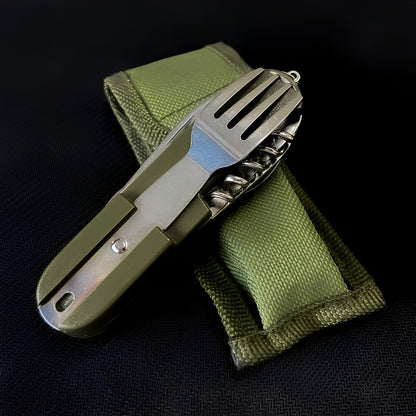 Stainless Steel Foldable Fork Spoon Knife, Picnic Camping Hiking Travelling Dinnerware, Multifunctional Tableware