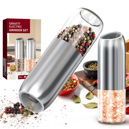 Electric Salt and Pepper Grinder Set, New Upgraded Larger Capacity, Automatic Pepper Mill with LED Light