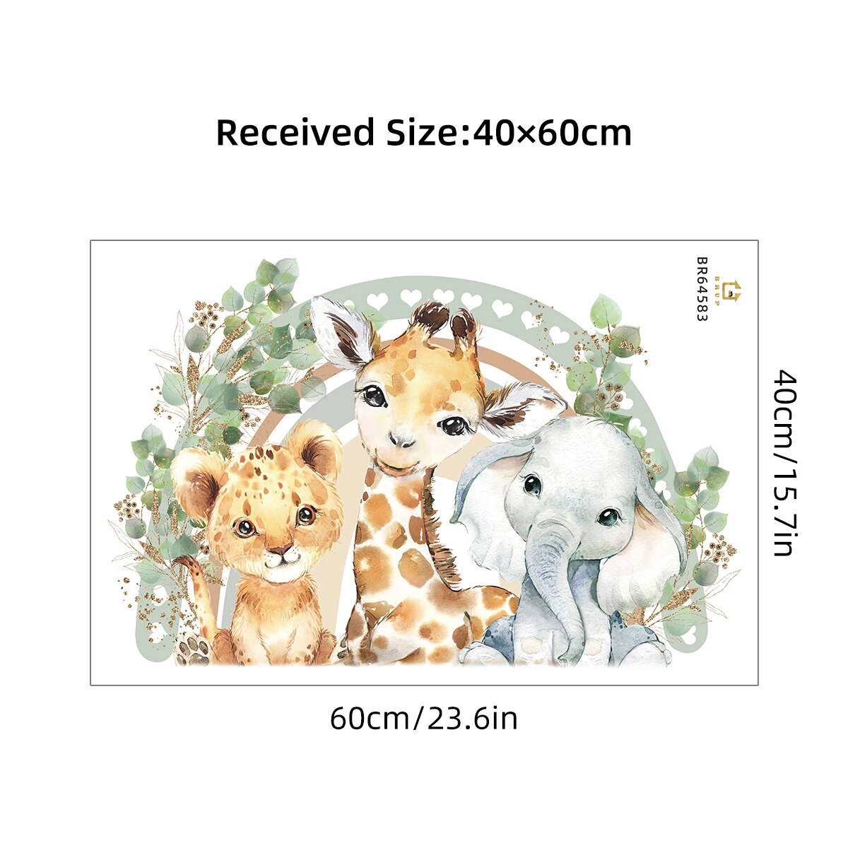 Cartoon Cute Smiling Face Wall Sticker Lion Giraffe Elephant Leaf Rainbow Decor For Kids Room Bedro 6