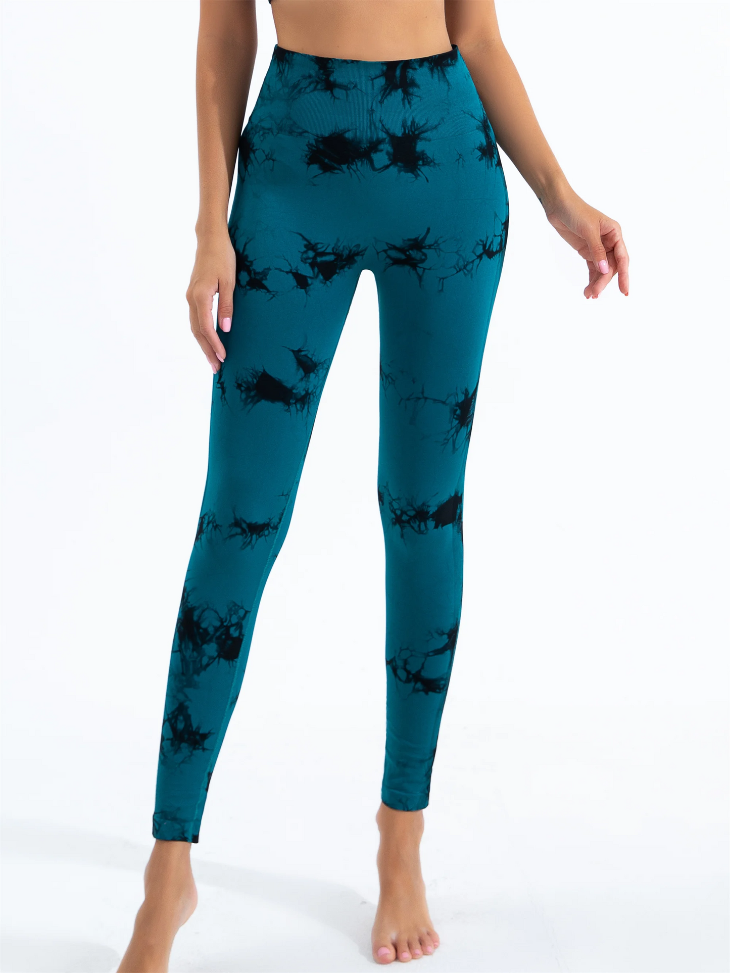 Seamless Tie Dye High Waisted Elastic Leggings, Womens Yoga Pants Gym Leggings, Peach Buttocks Fitness Running Sports