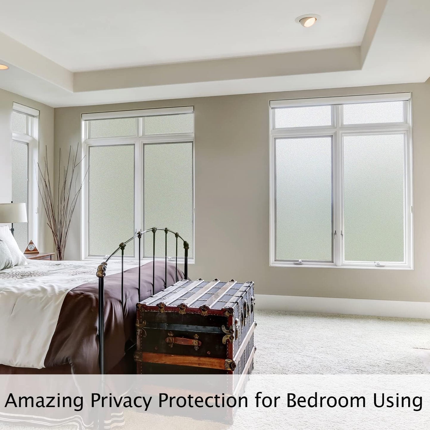 Window Privacy Film, Matte White Static Cling, Frosted Glass Window Film for Bathroom, Heat Blocking Non Adhesive