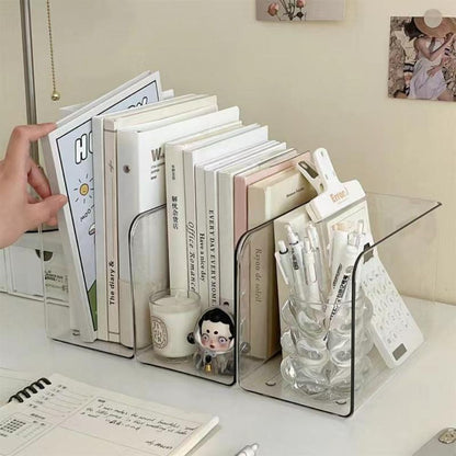 Transparent Book Stand Acrylic Book Folder U Shaped Desk Storage Rack Simple Free Combination Home  2