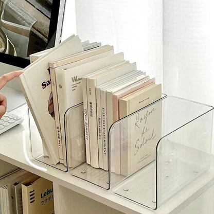Transparent Book Stand Acrylic Book Folder U Shaped Desk Storage Rack Simple Free Combination Home  4
