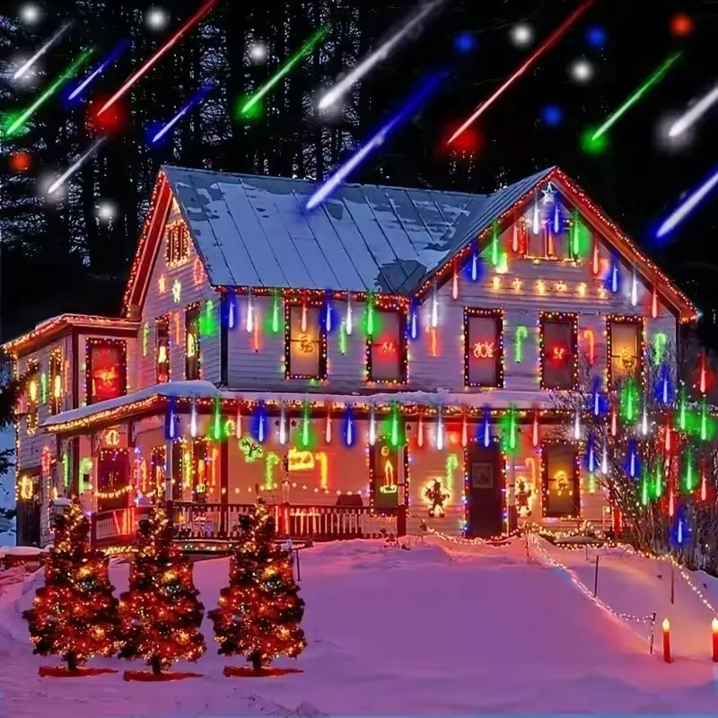 Meteor Rain LED Tube Lights 8Tube Cascading Christmas Light For Outdoor Decor 5