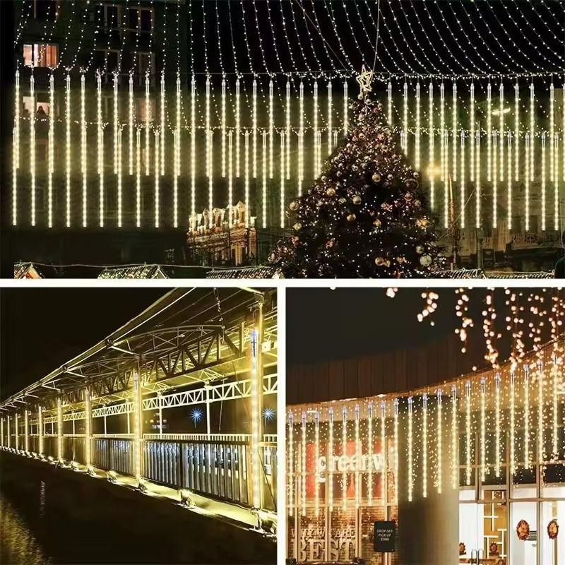 Meteor Rain LED Tube Lights 8Tube Cascading Christmas Light For Outdoor Decor 3