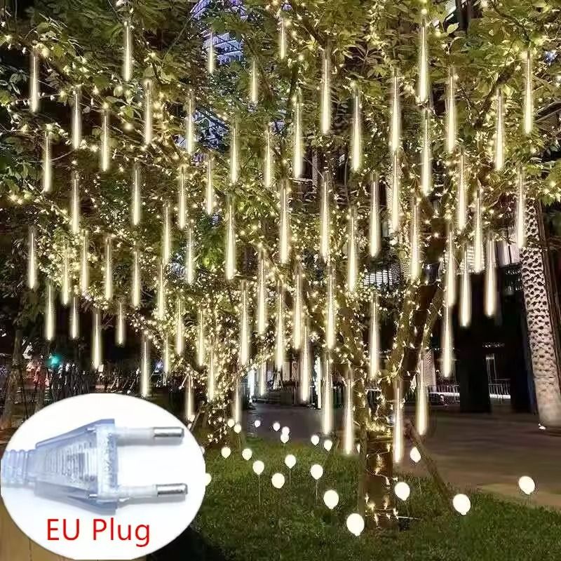 Meteor Rain LED Tube Lights 8-Tube Cascading Christmas Light for Outdoor Decor