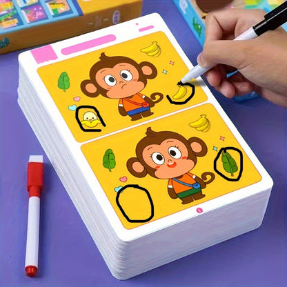 Reusable Wiping Paper Game, Attention Training Activity, Educational Fault Finding Learning Tool for Kids