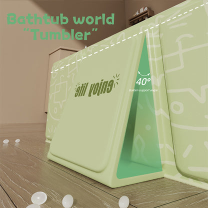 Childrens Portable Bath Tub  Thick Folding Bathtub For Travel Green And White Compact Kids Bath Des