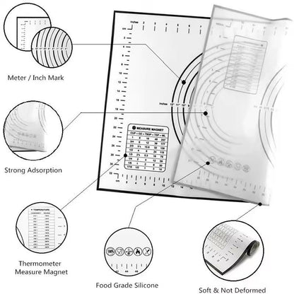 Premium Silicone Kneading  Rolling Dough Mat  Large NonStick Pastry Surface With Measurement Guides 5