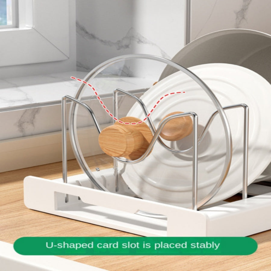 Kitchen Utensil Artifact Foldable Pot Storage Rack Kitchen Pot Lid Storage Rack Compact Organizer F 2