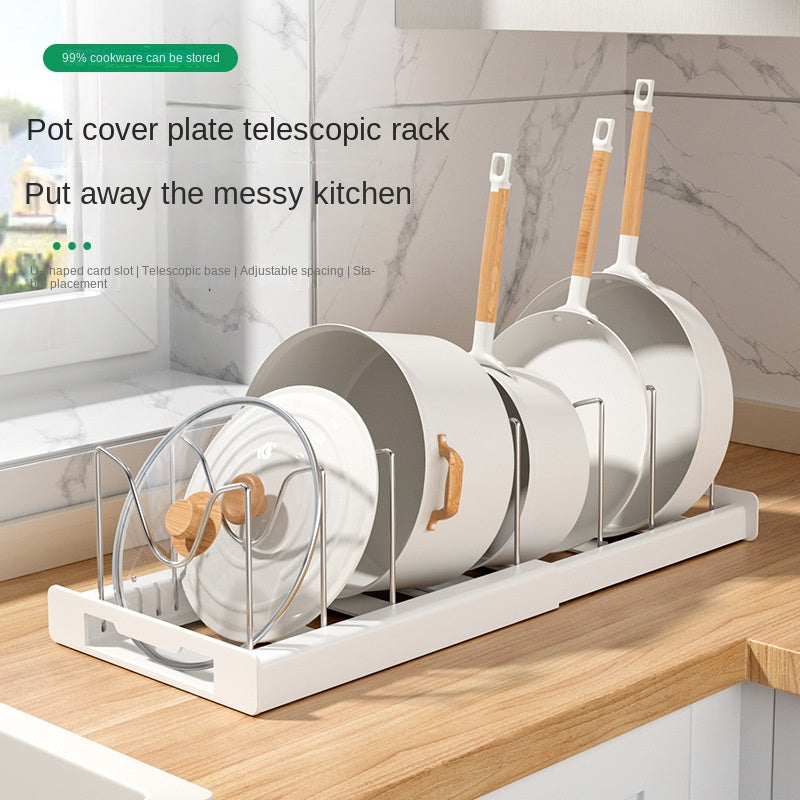Kitchen Utensil Artifact Foldable Pot Storage Rack Kitchen Pot Lid Storage Rack Compact Organizer F 4