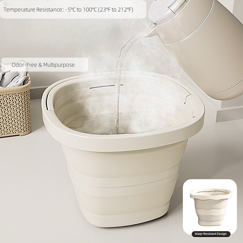 Ultra Flat Collapsible Car Wash Bucket, Vehicle Detailing Tool, Compact Folding Cleaning Bucket for Cars