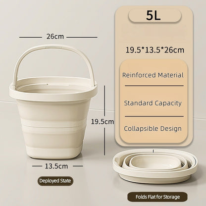 Ultra Flat Collapsible Car Wash Bucket, Vehicle Detailing Tool, Compact Folding Cleaning Bucket for Cars