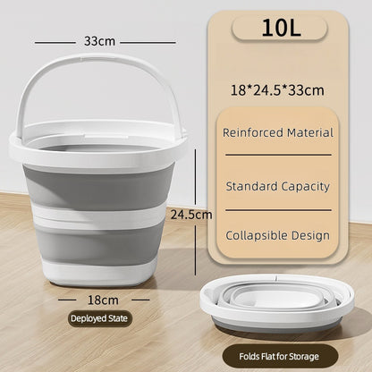 Ultra Flat Collapsible Car Wash Bucket, Vehicle Detailing Tool, Compact Folding Cleaning Bucket for Cars