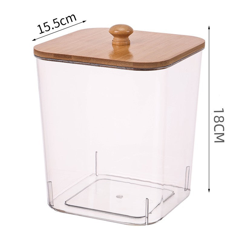 Cotton Swab Holder, Bamboo Lid Laundry Powder Storage Box, Desktop Decorative Box for Living Room, Table Organization