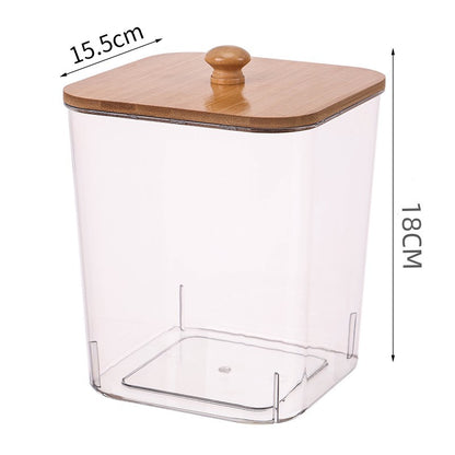 Cotton Swab Holder, Bamboo Lid Laundry Powder Storage Box, Desktop Decorative Box for Living Room, Table Organization