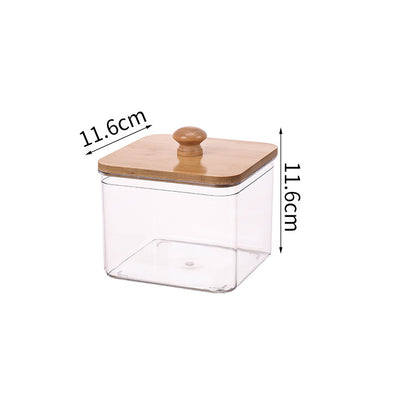 Cotton Swab Holder, Bamboo Lid Laundry Powder Storage Box, Desktop Decorative Box for Living Room, Table Organization