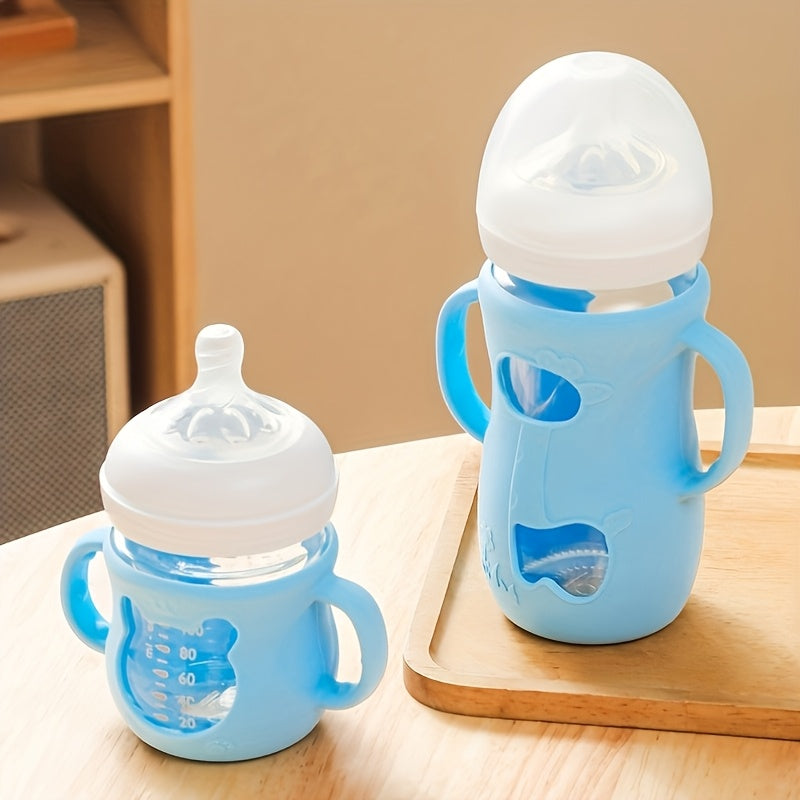 Baby Bottle Handle for Milk Bottle, Wide neck Bottle Silicone Sleeve, Feeding Bottle Protector, Anti Slip Grip Holder