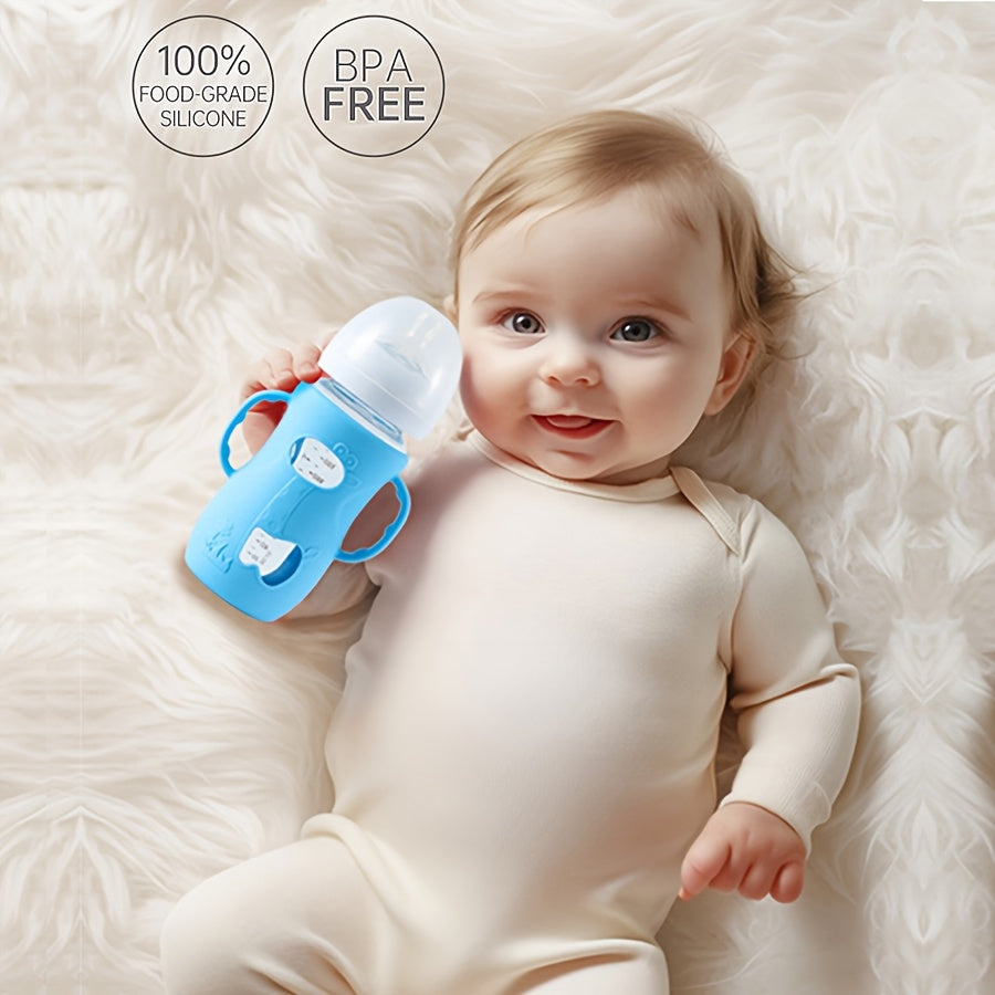 Baby Bottle Handle For Milk Bottle Wide Neck Bottle Silicone Sleeve Feeding Bottle Protector Anti S 3