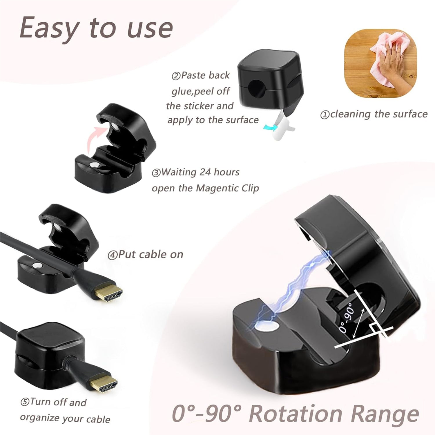 18pcs Self Adhesive Cord Holder Magnetic Cable Clip Organizer Hidden Charging Cable Support Anti Sl