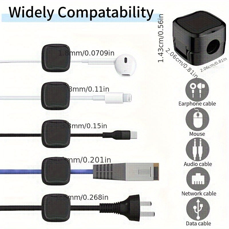 18pcs Self Adhesive Cord Holder Magnetic Cable Clip Organizer Hidden Charging Cable Support Anti Sl