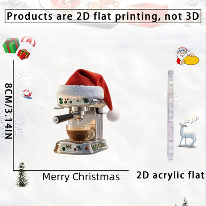 Christmas Coffee Machine Decoration Acrylic Coffee Machine Pendant Adorable Xmas Tree Decor Holiday 4