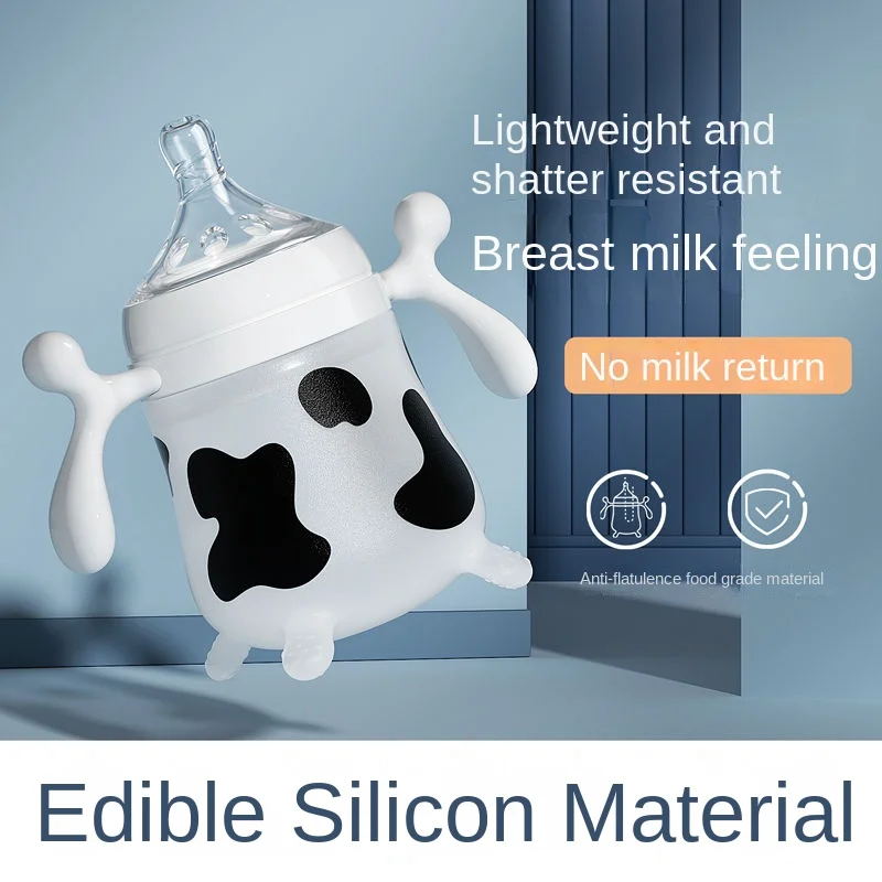 Cute Cow Silicone Baby Feeding Bottle Anti Choking Imitating Breast Milk For Newborn Infant Anti Co 1