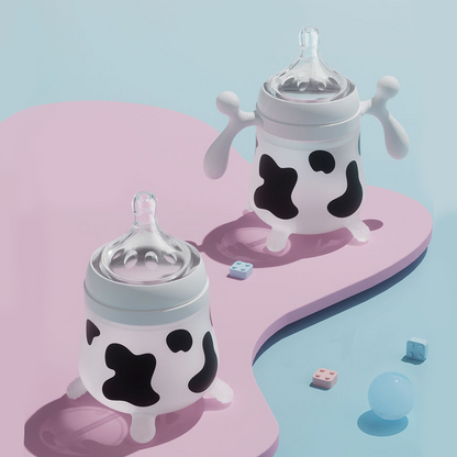 Cute Cow Silicone Baby Feeding Bottle, Anti Choking, Imitating Breast Milk For Newborn Infant, Anti Colic Milk Feeding