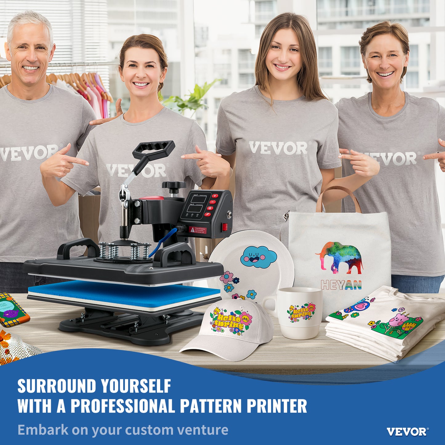 Transfer Printer, Digital Precise Temperature Control, Clamshell Sublimation, SucceBuy Heat Press Machine